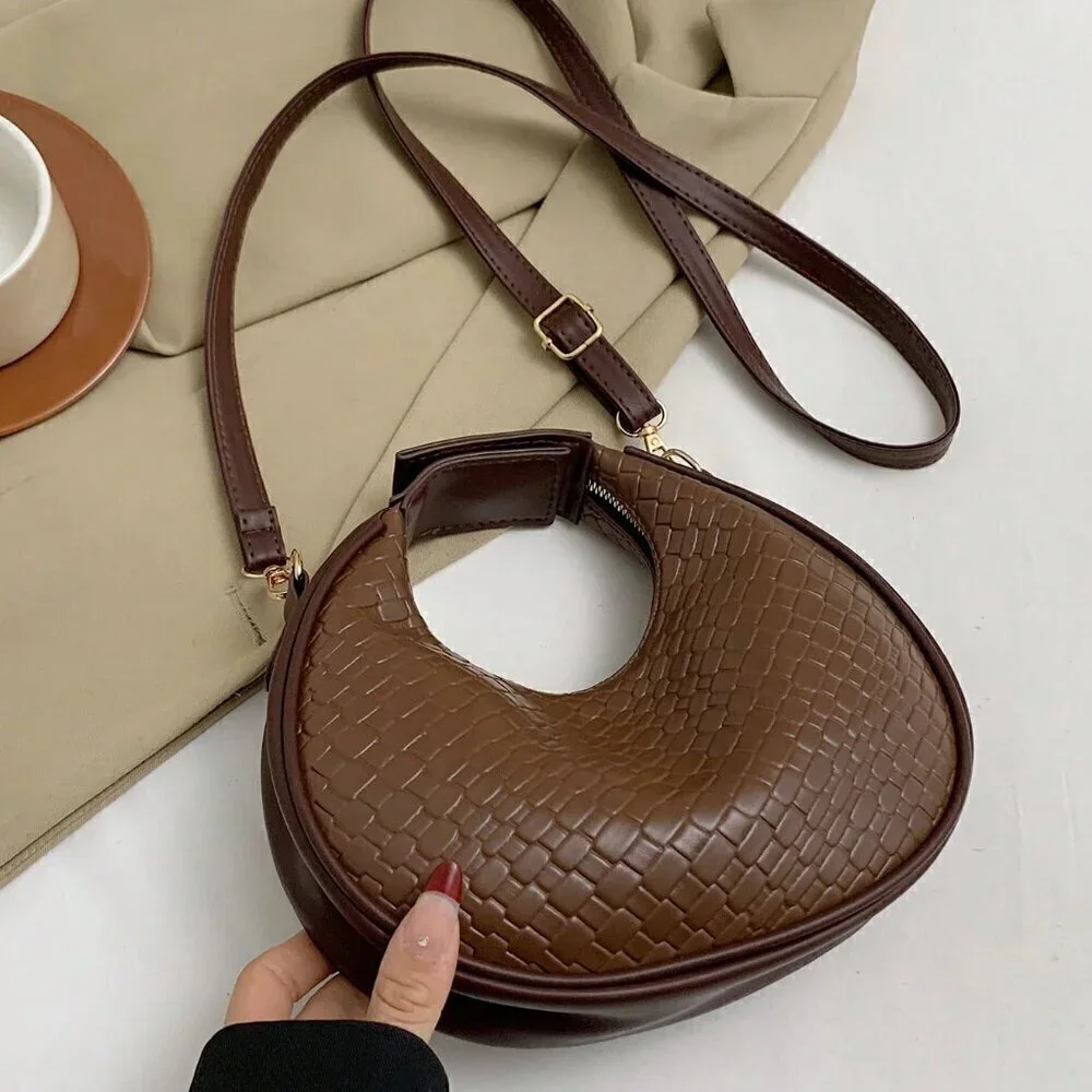 Coffee Brown Vintage Women's European And American Style Design Pu Crossbody Bag